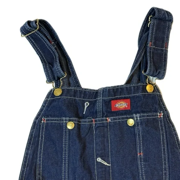 DICKIES Unisex Bib Overalls Blue Denim Workwear 30x30 Sm-Med - Picture 5 of 12
